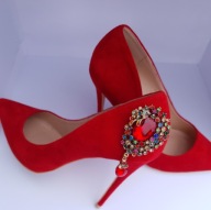 Buty szpilki czółenka czerwone czarne białe nowe