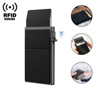 PORTFEL MĘSKI ALUMINIOWY RFID ETUI NA KARTY CARD HOLDER CZARNY SLIM CIENKI