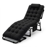 Leżak Ogrodowy Wygodny Czarny Składany Mocny Fotel na Balkon Taras Plażowy