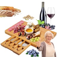 DESKA DO SERWOWANIA SERÓW PRZEKĄSEK WĘDLIN BAMBUSOWA PREZENT DZIEŃ BABCI