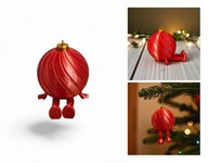 OZDOBA ŚWIĄTECZNA, ZAWIESZKA - WZÓR CZERWONA BOMBKA - FLEXI