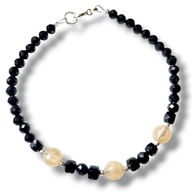 T04 Bransoletka turmalin czarny i cytryn w srebrze 17 cm