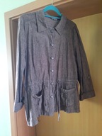 Kurtka letnia XL GINALAURA brązowa len z kołnierzykiem sportowa