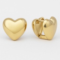 KOLCZYKI SERCE POZŁACANE 14K DWUSTRONNE ANGIELSKIE ZAPIĘCIE ELEGANCKIE