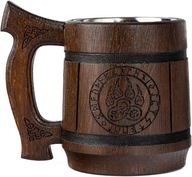 KUFEL NA PIWO WIKING Z DREWNA RĘCZNIE ROBIONY PREZENT DLA TATY NIEGO XXL