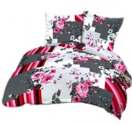 pościel bawełna lux 160x200 + 2x70x80 zamek B 226 Hibiskus czerwony