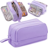Duży piórnik 4-komorowy – pojemny, wielofunkcyjny, fioletowy 22cm