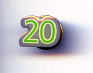 PRZYPINKA WPINKA ZNACZEK SZTYFT Z LICZBĄ 20