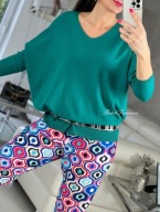 SWETER CLASSIC BASIC DEKOLT V ZIELEŃ