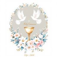 OPŁATEK CUKROWY na tort KOMUNIJNY komunia święta WYDRUK CUKROWY + napis