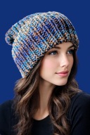 PIĘKNA ZAWIJANA CIEPŁA, MIĘCIUTKA O GRUBYM SPLOCIE BEANIE CZAPKA_NA PREZENT