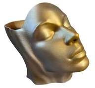 Doniczka jak rzeźba złoto srebrna dekoracyjna Kobieta Twarz 16 cm