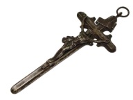 Srebrny krzyż, krucyfiks XIX w próba 800 14,8 cm