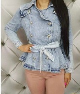 Kurtka katana z baskinka pasek jasny jeans S