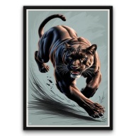 Plakat z ramą 21x30cm Drapieżna Pantera w Ruchu Kot Natura Wild Modern