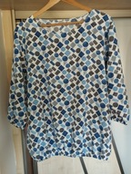 BLUZKA LUŹNA BIAŁA W KOLOROWE GEOMETRYCZNE WZORY R.44