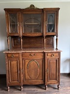 Stara dębowa witryna biblioteka kredens szkło frezowane SZYBKA DOSTAWA