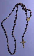 Piękny stary wymodlony różaniec drewno ? kolor FIOLET