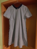 Sukienka 38/10 RESERVED krótki rękaw paski granat biel bawełna