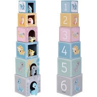 DREWNIANA WIEŻA PIRAMIDA SORTER FIGURKI DINOZAURÓW EDUKACYJNA 12M+