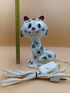 Kot UNIKAT ! włoska porcelana Lampka Nocna sygnowana 19cm kolekcjonerska