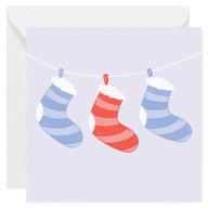 Kartka okolicznościowa na Boże Narodzenie - Skarpety Świąteczne - 14x14 cm