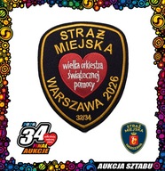 32 Naszywka Straży Miejskiej m.st. Warszawy i czerwone serce – symbol WOŚP