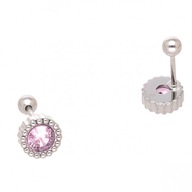 65288 Kolczyki srebrna stal chirurgiczna piercing kryształki