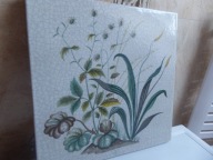 MAJOLIKA piękny sygnowany kafel Botanika