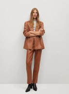 M A N G O marynarka skórzana skóra karmelowa brązowa oversize boyfriend