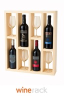 Drewniany stojak na wino i kieliszki półka z litego drewna