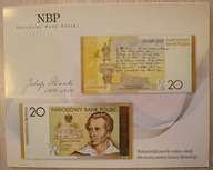 FOLDER EMISYJNY NBP DO BANKNOTU 20 ZŁ ZŁOTYCH 2009 JULIUSZ SŁOWACKI