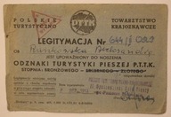 PTTK 1954 - LEGITYMACJA ODZNAKI TURYSTYKI PIESZEJ - STOPNIA: BRONZOWEGO