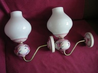 Kinkiety z mosiądzu z porcelaną