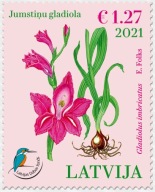 Łotwa 2021 Znaczek ** kwiaty rośliny mieczyk