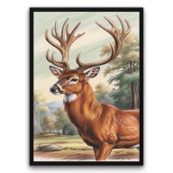 Plakat z ramą 50x70cm Jeleń z rożłożonym porożem natura | Pomysł na Prezent