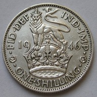 Wielka Brytania 1 shilling 1946 - król Jerzy VI - herb angielski - srebro