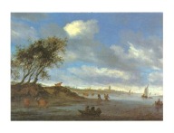 Pocztówka - Salomon van Ruysdael, Połów ryb w Renie