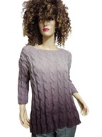 SWETER WEŁNIANY cieniowany warkocze 38