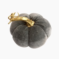 Pluszowa welurowa dynia ze złotym ogonkiem jak Home&You 12 cm szara