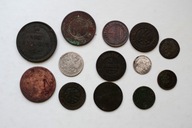 Rosja carska. Zestaw 13 monet (kopiejki, srebro).