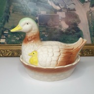 Pojemnik na jajka / bomboniera, duza ceramiczna kaczka, vintage