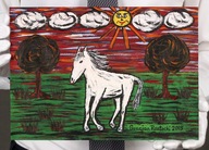 Obraz 'Biały koń' Gracjan Roztocki, akryl, papier brystol, 2019 r.