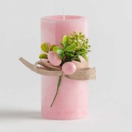 ŚWIECA ZAPACHOWA różowa na Wielkanoc z jajkami home&you walec wielkanocna