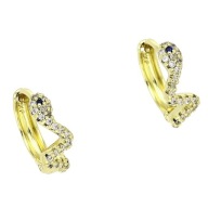 86014 Kolczyki stal chirurgiczna 316L pozłacane 14k żmije z cyrkoniami