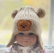 Grube czapeczki dla noworodków NA USZY 0-6m