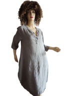 WŁOSKA SUKIENKA LNIANA rękaw podpinany 36/38/40