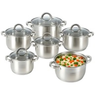 KOMPLET GARNKÓW NA INDUKCJĘ GAZ ZE STALI NIERDZEWNEJ ZESTAW 12 ELEMENTÓW el