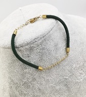 63266 Bransoletka złota stal chirurgiczna sznurek z łańcuszkiem