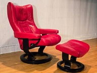 Skandynawski fotel z podnóżkiem 'Stressless Wing' Skóra (196)